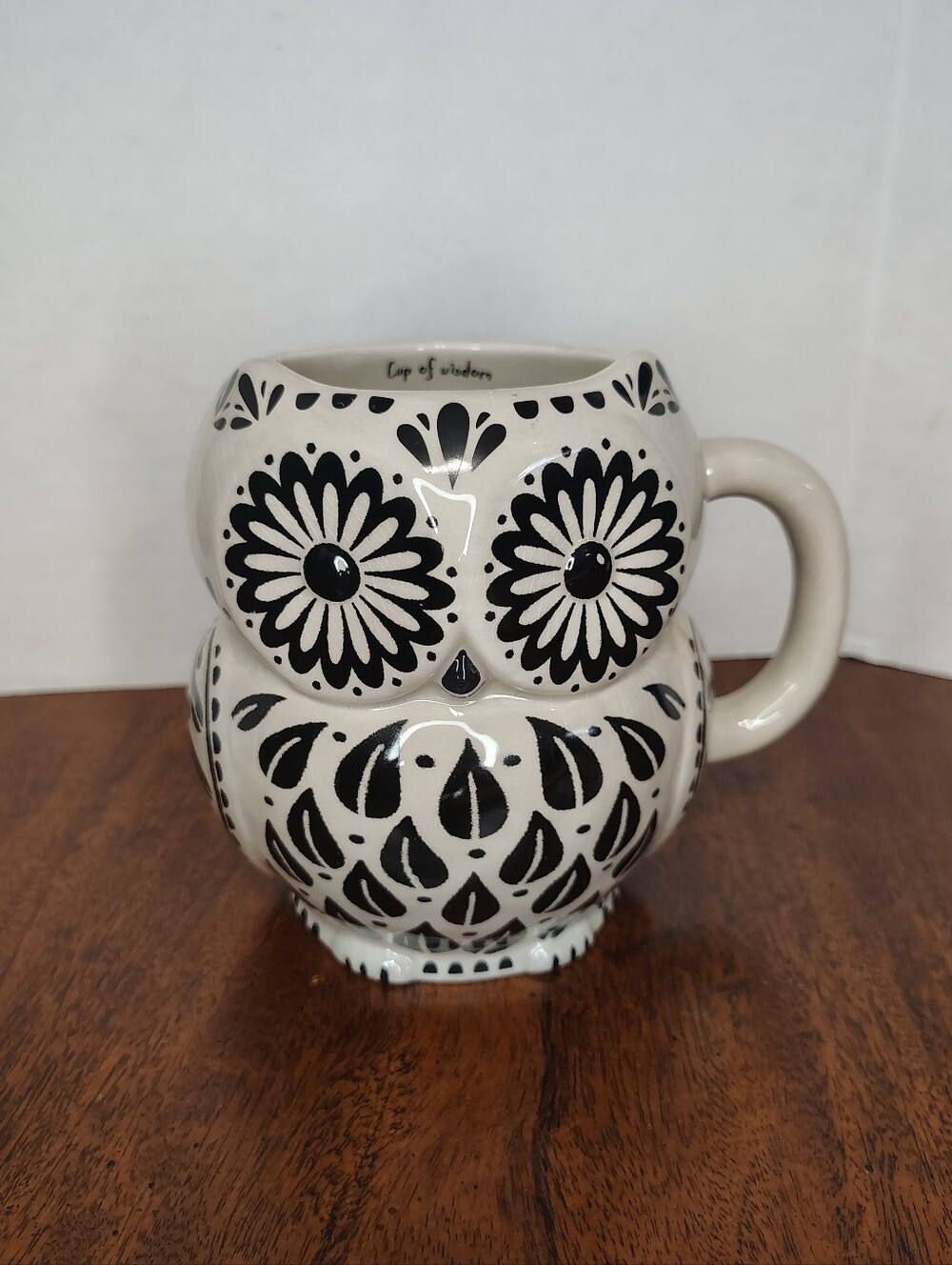 NATURAL LIFE Black and Cream Owl Ceramic Mug